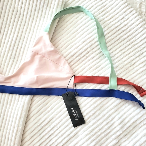 TAVIK+ BIKINI TOP SCOOP NECK COLOR BLOCKS SIZE LARGE - Picture 4 of 14